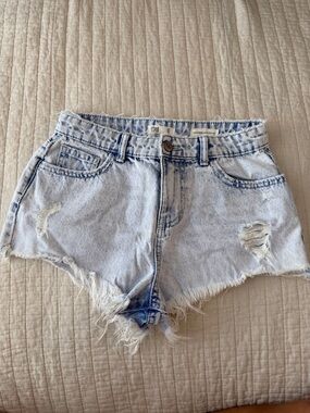 Profile By Gottex Light Blue Distressed Denim Cutoff Shorts